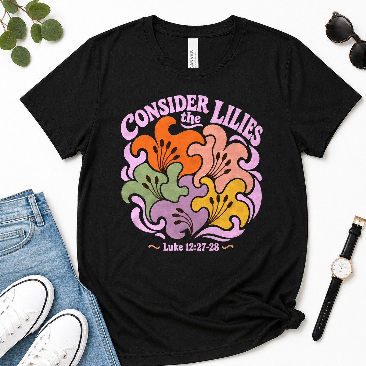 Consider The Lilies, Gift For Christian Women | 2D Unisex Premium T-shirt