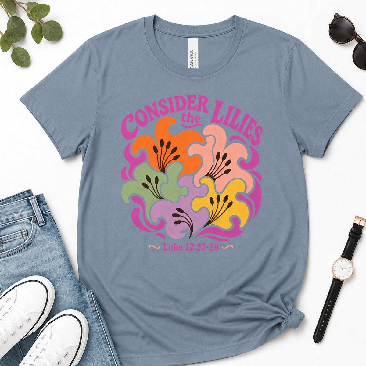 Consider The Lilies, Gift For Christian Women | 2D Unisex Premium T-shirt