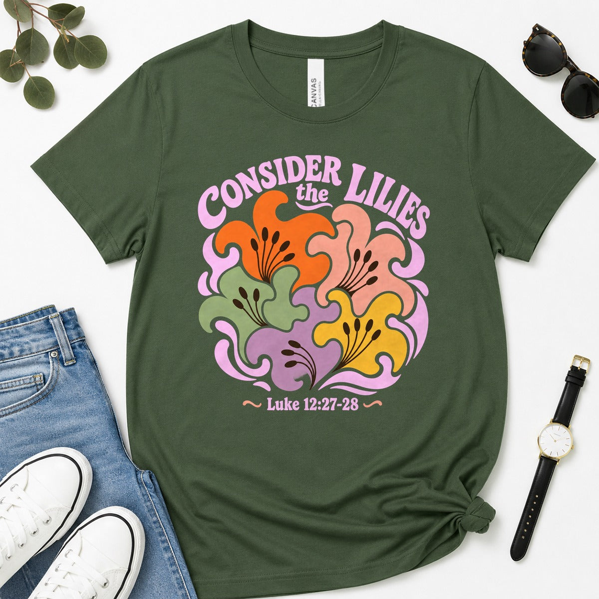 Consider The Lilies, Gift For Christian Women | 2D Unisex Premium T-shirt