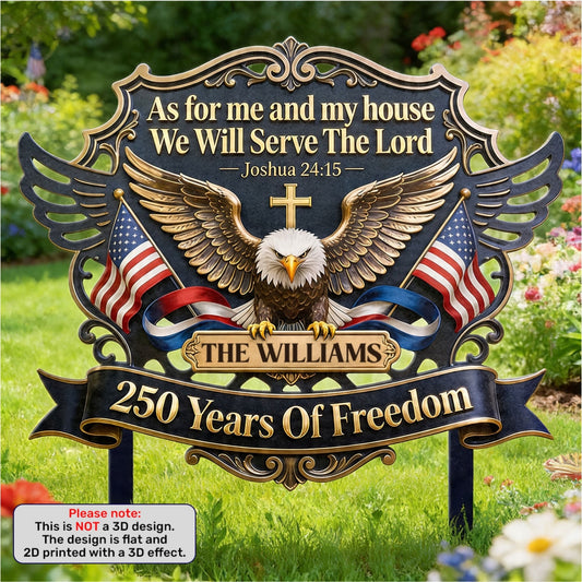 As For Me And My House We Will Serve The Lord | Personalized Metal Garden Stake
