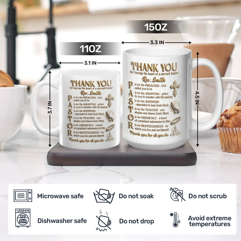 Thank You Pastor, Gift For Pastor | Personalized Ceramic Coffee Mug