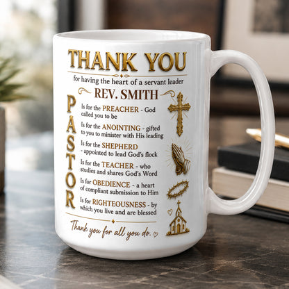 Thank You Pastor, Gift For Pastor | Personalized Ceramic Coffee Mug