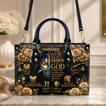 Armor Of God, Gift For Her | Personalized Leather Handbag