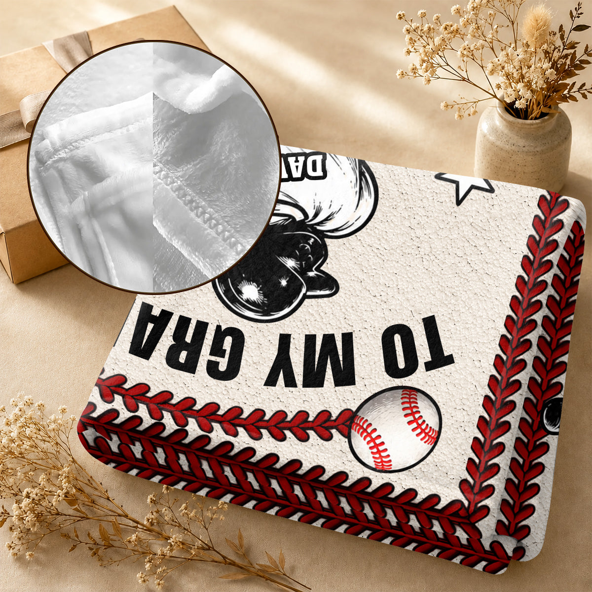 To My Grandson Baseball Version, Gift For Grandson | Personalized Fleece Blanket