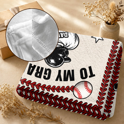 To My Grandson Baseball Version, Gift For Grandson | Personalized Fleece Blanket