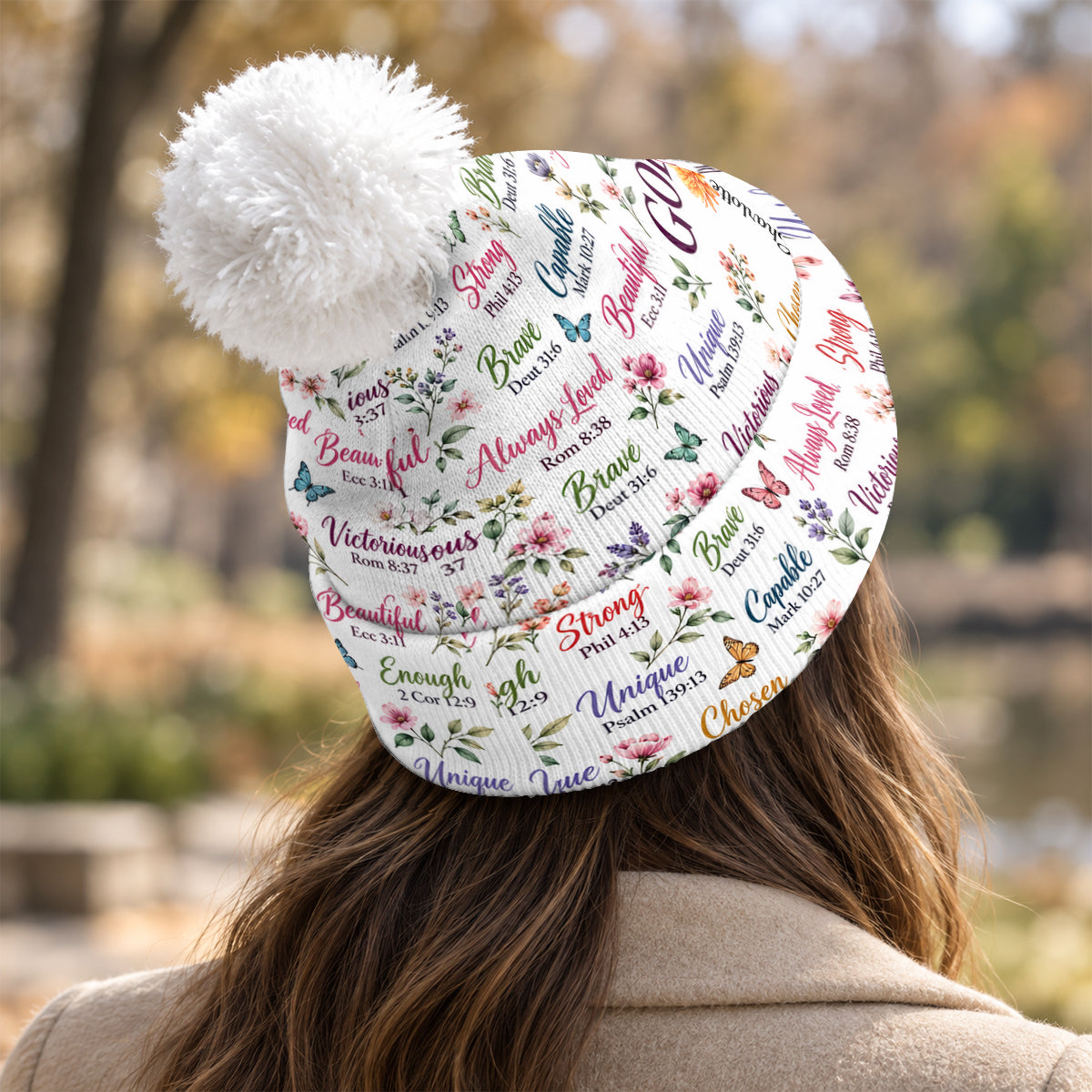 Kid Birth Flower God Says I Am, Gift For Kid, Granddaughter, Grandson | Personalized Bobble Beanie Hat