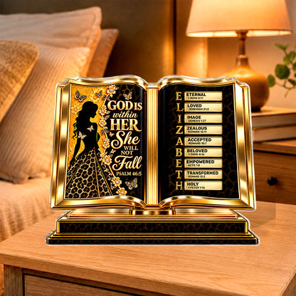 God Is Within Her She Will Not Fall, Gift For Women | Personalized Custom Shaped Acrylic Plaque