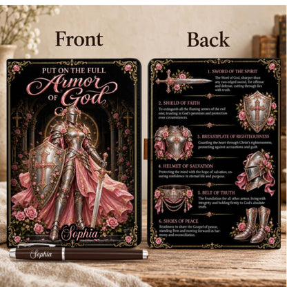 Put On The Full Armor Of God, Gift For Daughter | Personalized Leather Notebook & Pen Set