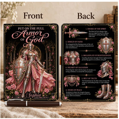 Put On The Full Armor Of God, Gift For Daughter | Personalized Leather Notebook & Pen Set