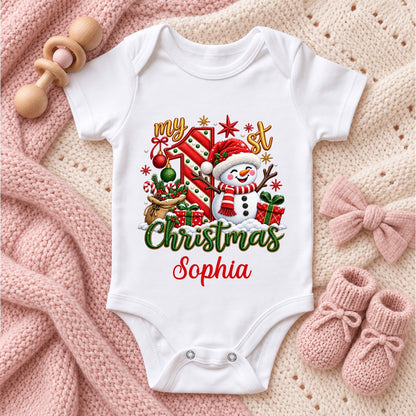 My 1st Christmas, Gift For New Parents | Personalized Custom Baby Onesie
