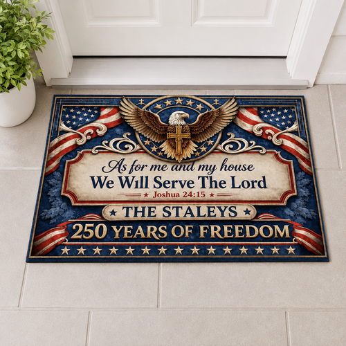 As For Me And My House We Will Serve The Lord, Gift of Love | Personalized Doormat
