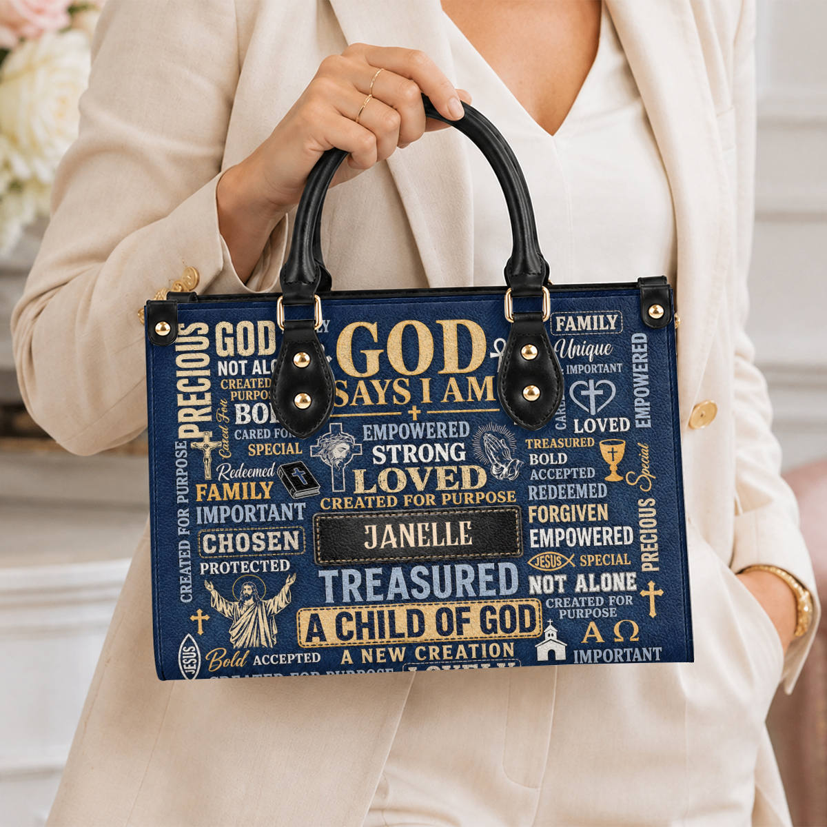 I Am A Child Of God, Gift For Women | Personalized Leather Handbag
