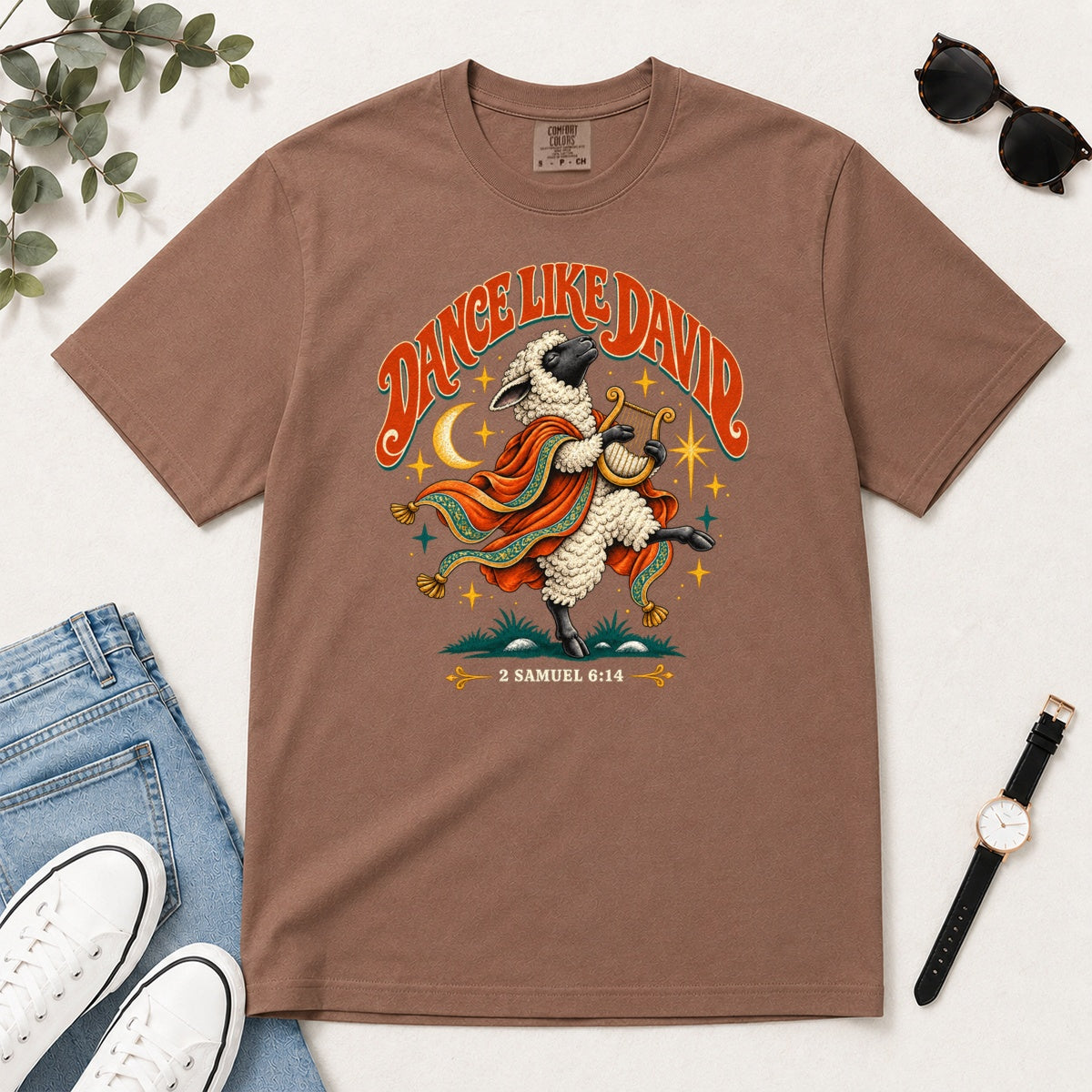 Dance Like David Sheep, Gift For Christian Worship Lovers - 2D Unisex Garment-dyed T-shirt