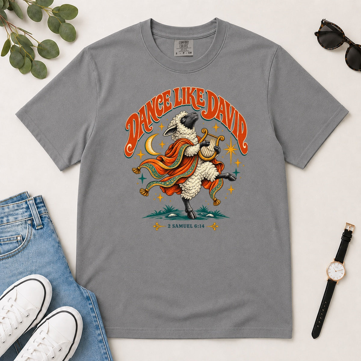 Dance Like David Sheep, Gift For Christian Worship Lovers - 2D Unisex Garment-dyed T-shirt