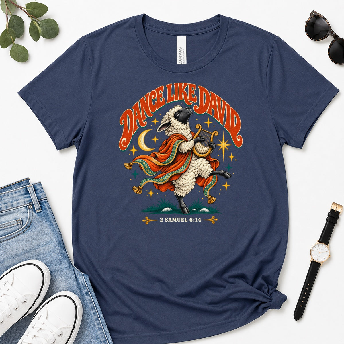 Dance Like David Sheep, Gift For Christian Worship Lovers - 2D Unisex Premium T-shirt