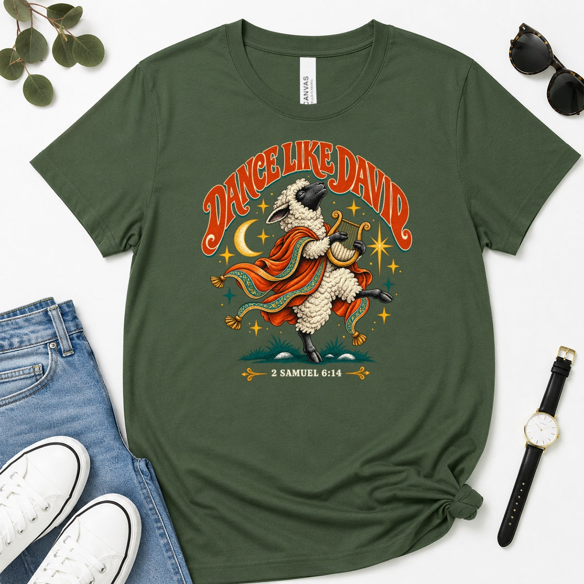 Dance Like David Sheep, Gift For Christian Worship Lovers - 2D Unisex Premium T-shirt