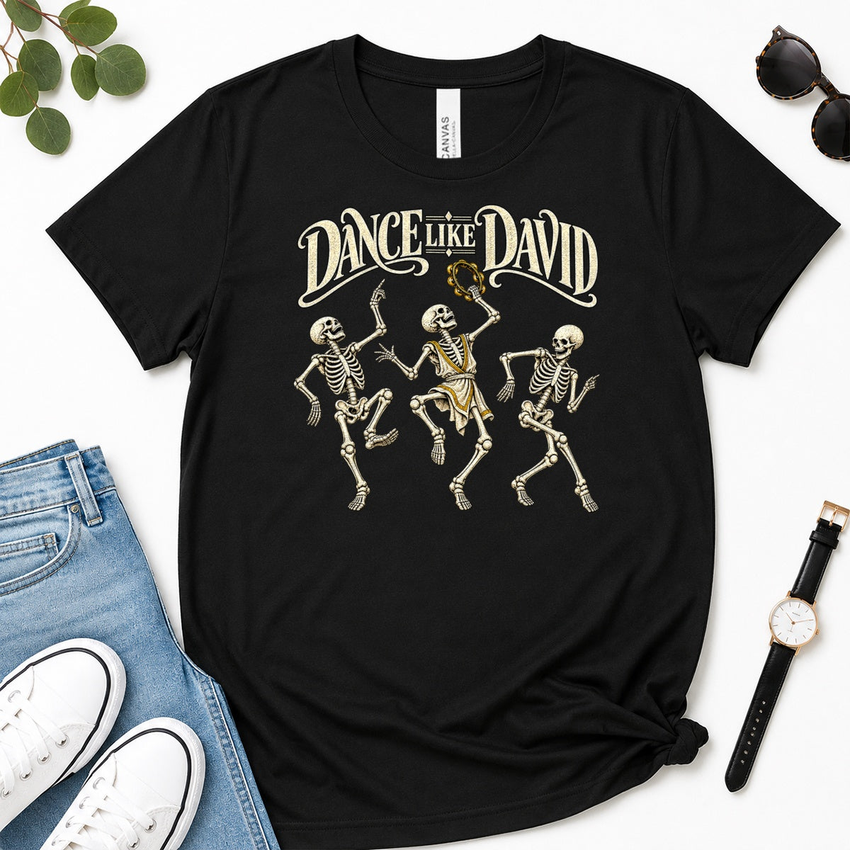 Dance Like David Skeleton, Gift For Christian Halloween Lovers - 2D Unisex Premium T-shirt