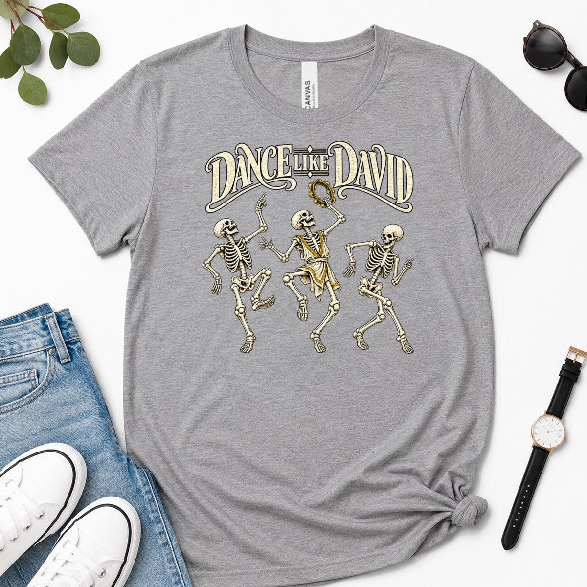 Dance Like David Skeleton, Gift For Christian Halloween Lovers - 2D Unisex Premium T-shirt