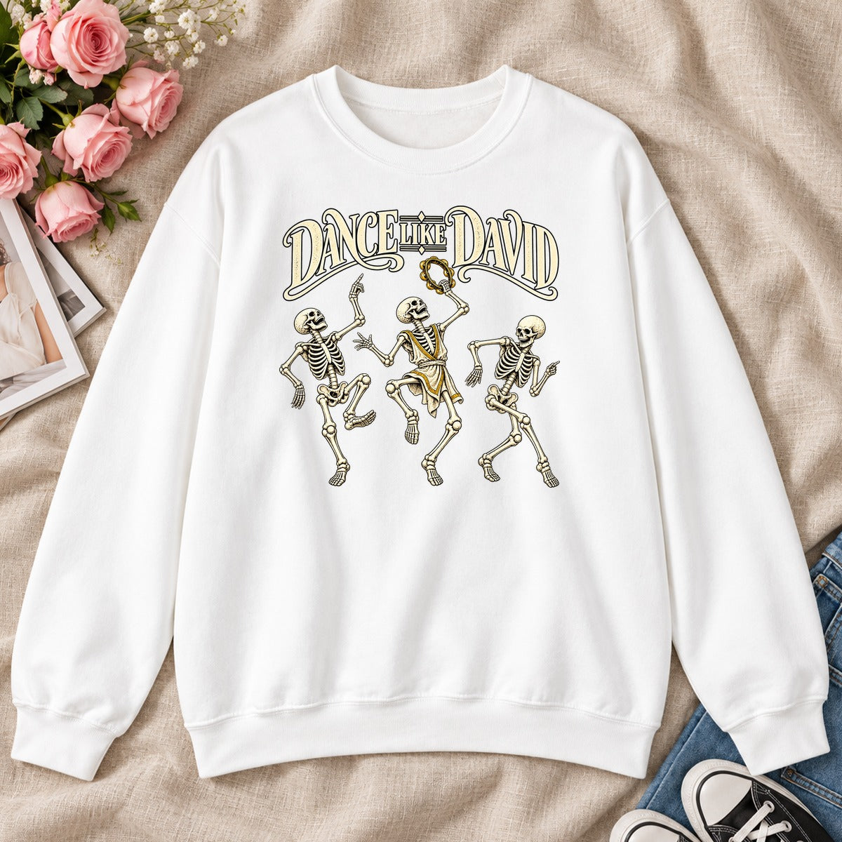 Dance Like David Skeleton, Gift For Christian Halloween Lovers - 2D Unisex Sweatshirt
