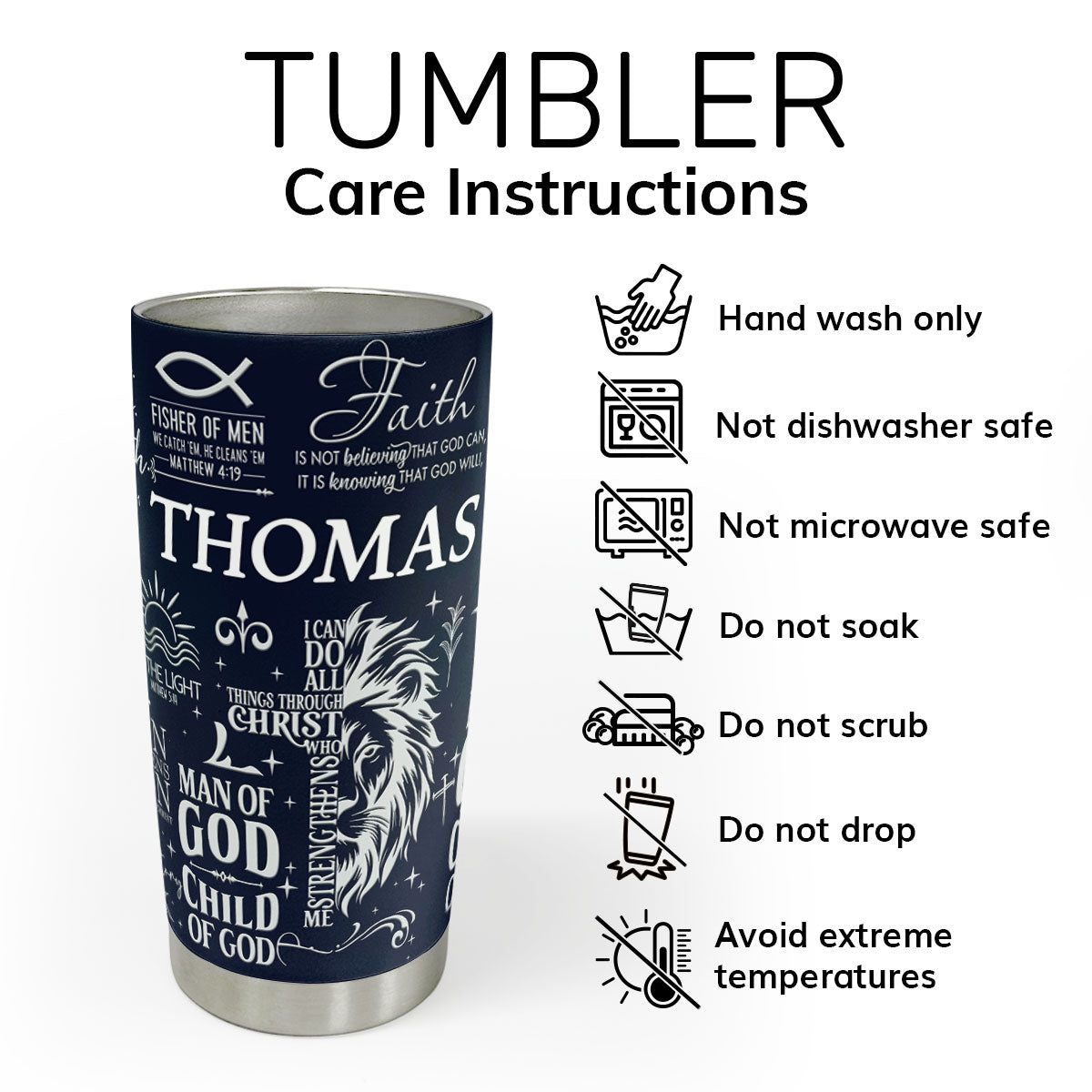 Man Of God Gift For Dad Husband Son | Personalized Stainless Steel Tumbler