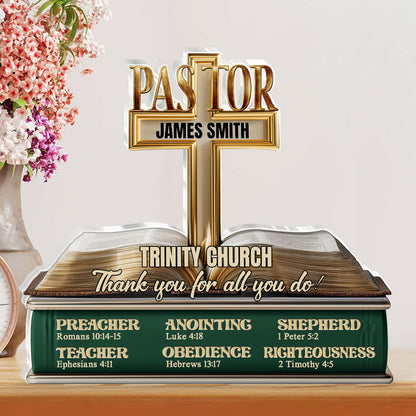 My Preacher, Teacher, & Shepherd, Gift For Pastor | Personalized Custom Shaped Squared Acrylic Plaque