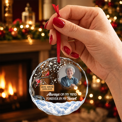 Forever In My Heart, Gift For Loved One - Personalized Heart Shaped Glass Ornament