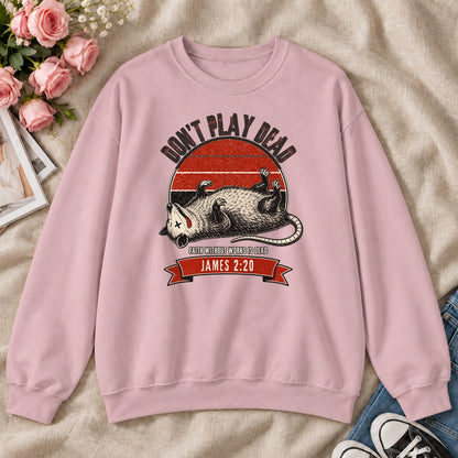 Don't Play Dead Faith Without Works Is Dead, Gift For Christian Opossum Lovers - 2D Unisex Sweatshirt