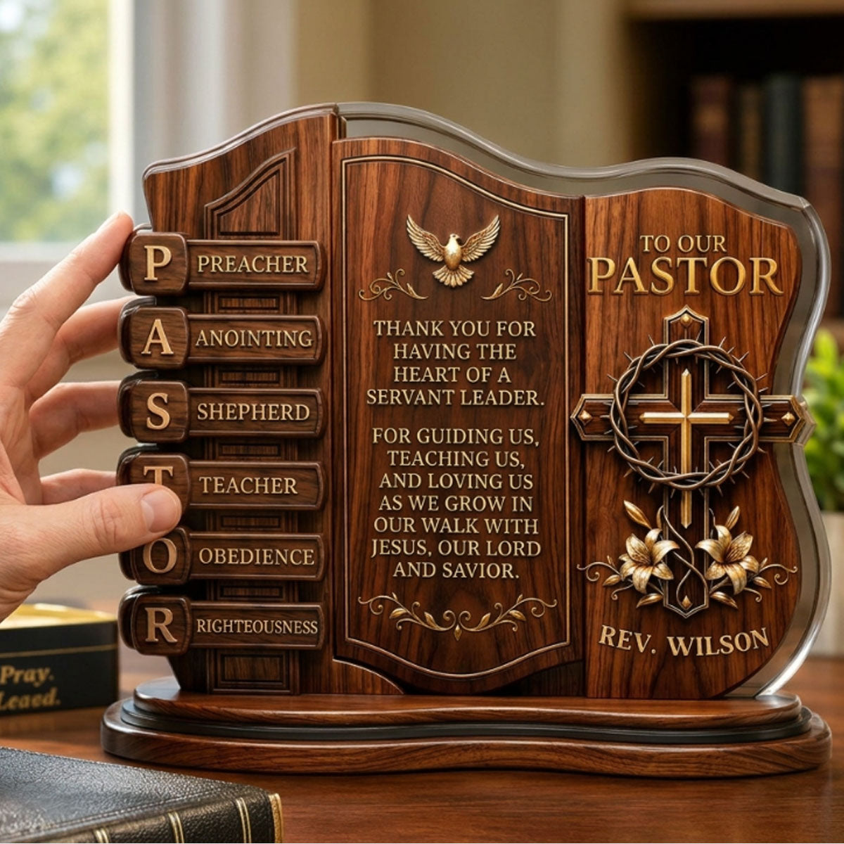 To Our Pastor For Having The Heart Of A Servant Leader | Personalized Custom Shaped Acrylic Plaque