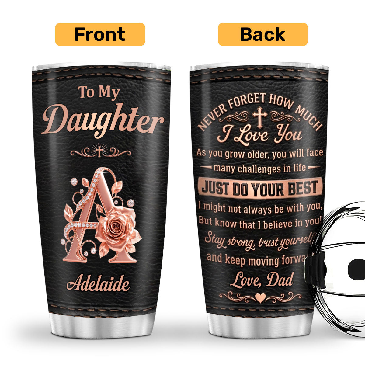 Never Forget How Much I Love You, Gift For Daughter | Personalized Stainless Steel Tumbler