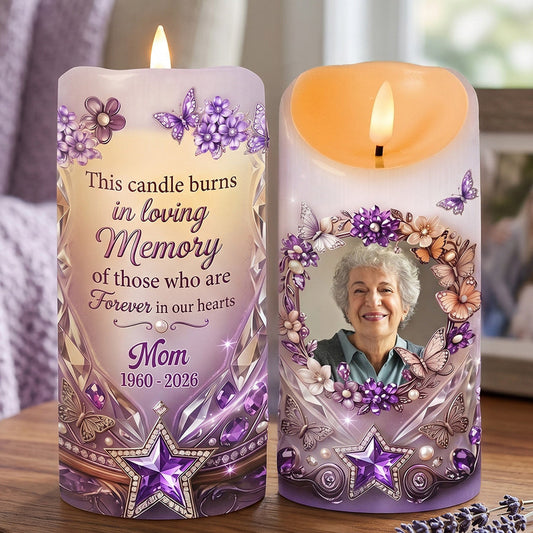 This Candle Burns In Loving Memory Of You, Gift For Mom - Personalized Flameless LED Candle