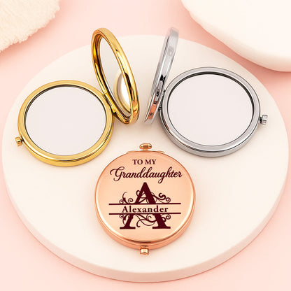 To My Granddaughter Never Forget How Much I Love You, Gift For Granddaughter | Personalized Circle Metallic Mirror