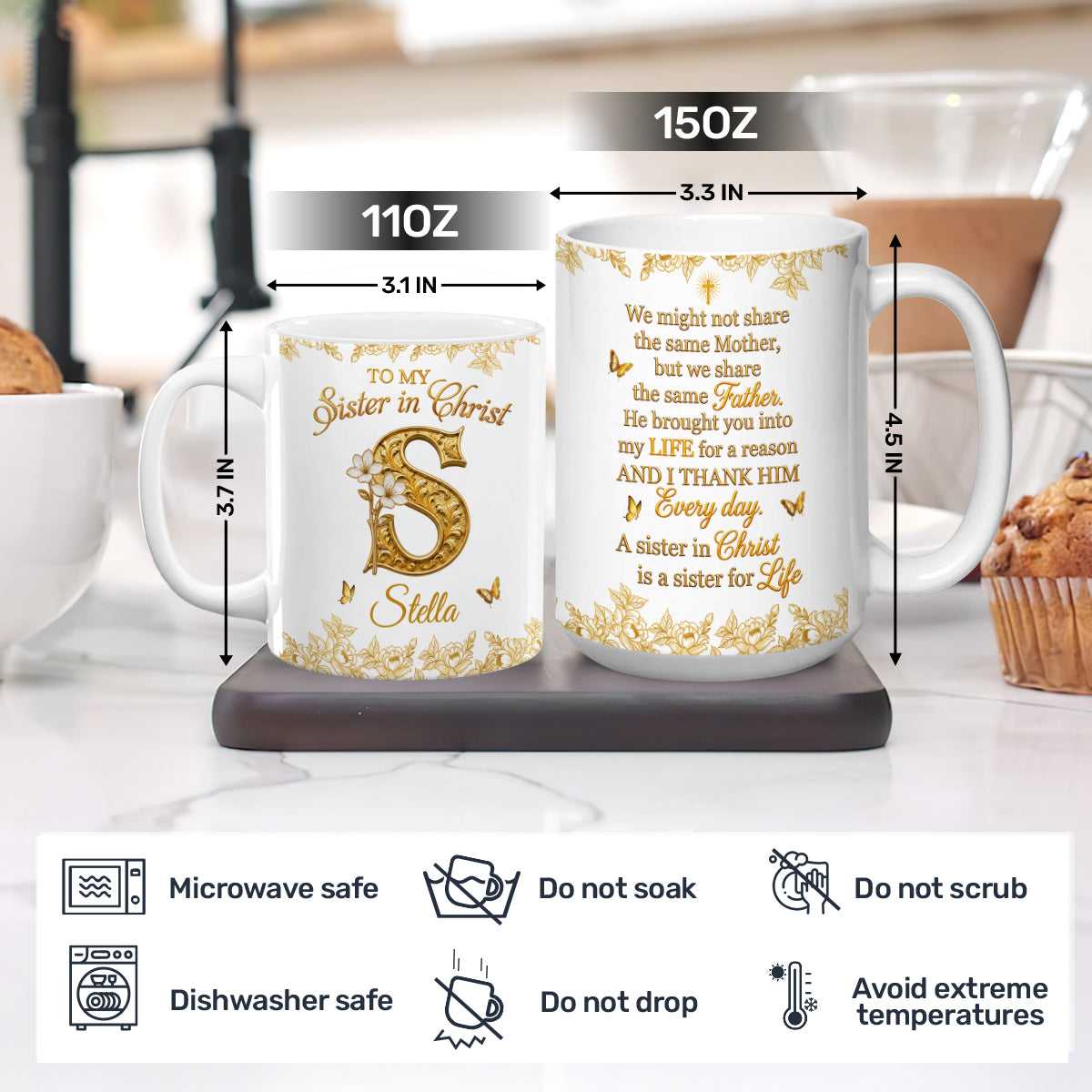 To My Sister In Christ, Gift For Sister In Christ | Personalized Ceramic Coffee Mug