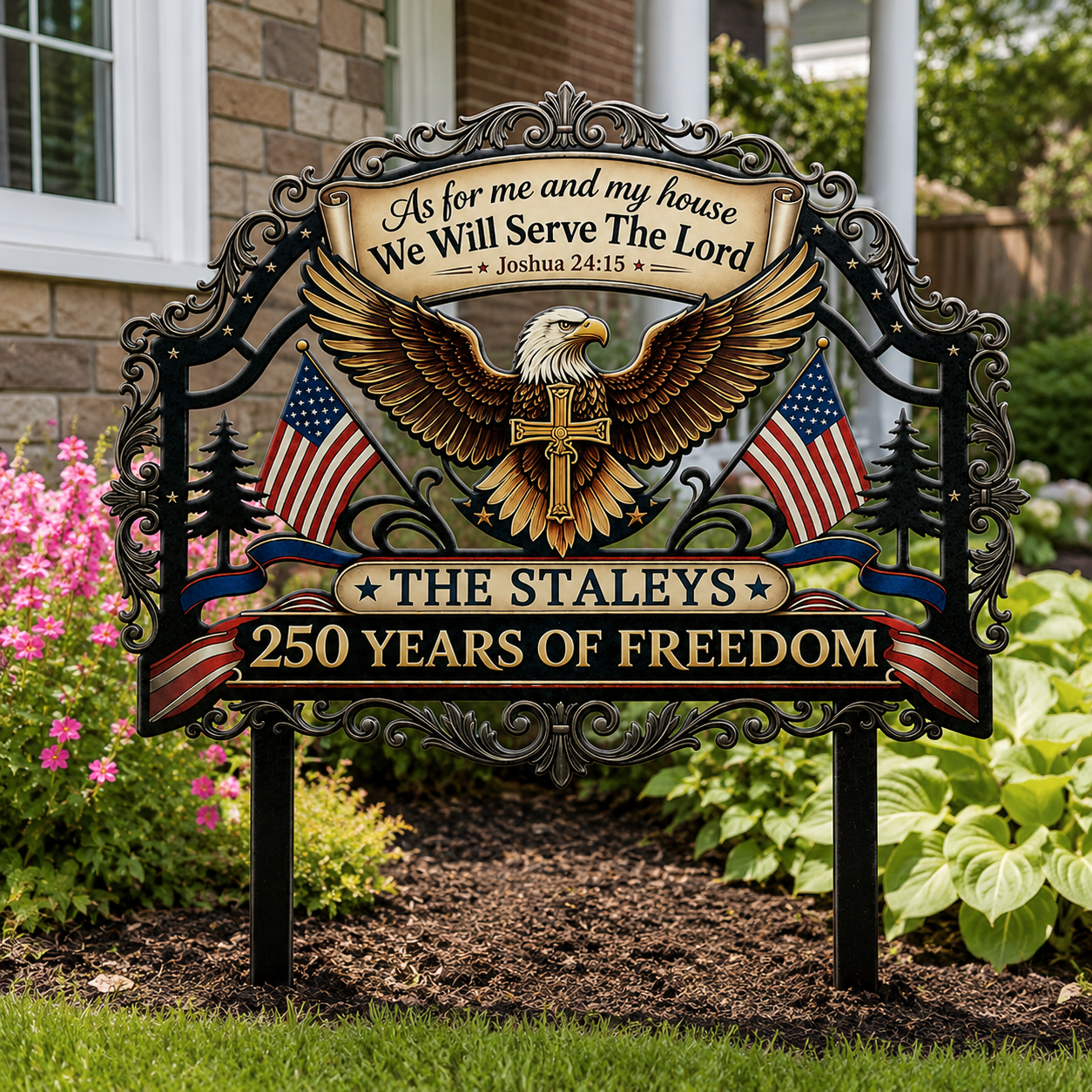 As For Me And My House We Will Serve The Lord, Gift of Faith | Personalized Metal Garden Stake