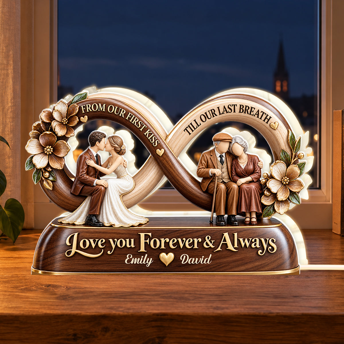 From Our First Kiss Till Our Last Breath, 7Th Year Anniversary Gift | Personalized Light Box