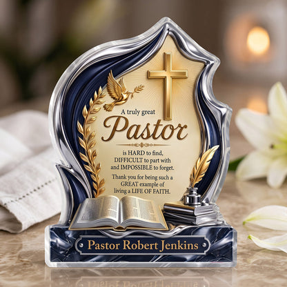 A Truly Great Pastor, Gift For Pastor | Personalized Custom Shaped Acrylic Plaque