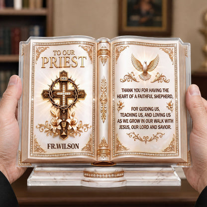 To Our Priest For Having The Heart Of A Faithful Shepherd, Gift For Priest | Personalized Custom Shaped Acrylic Plaque