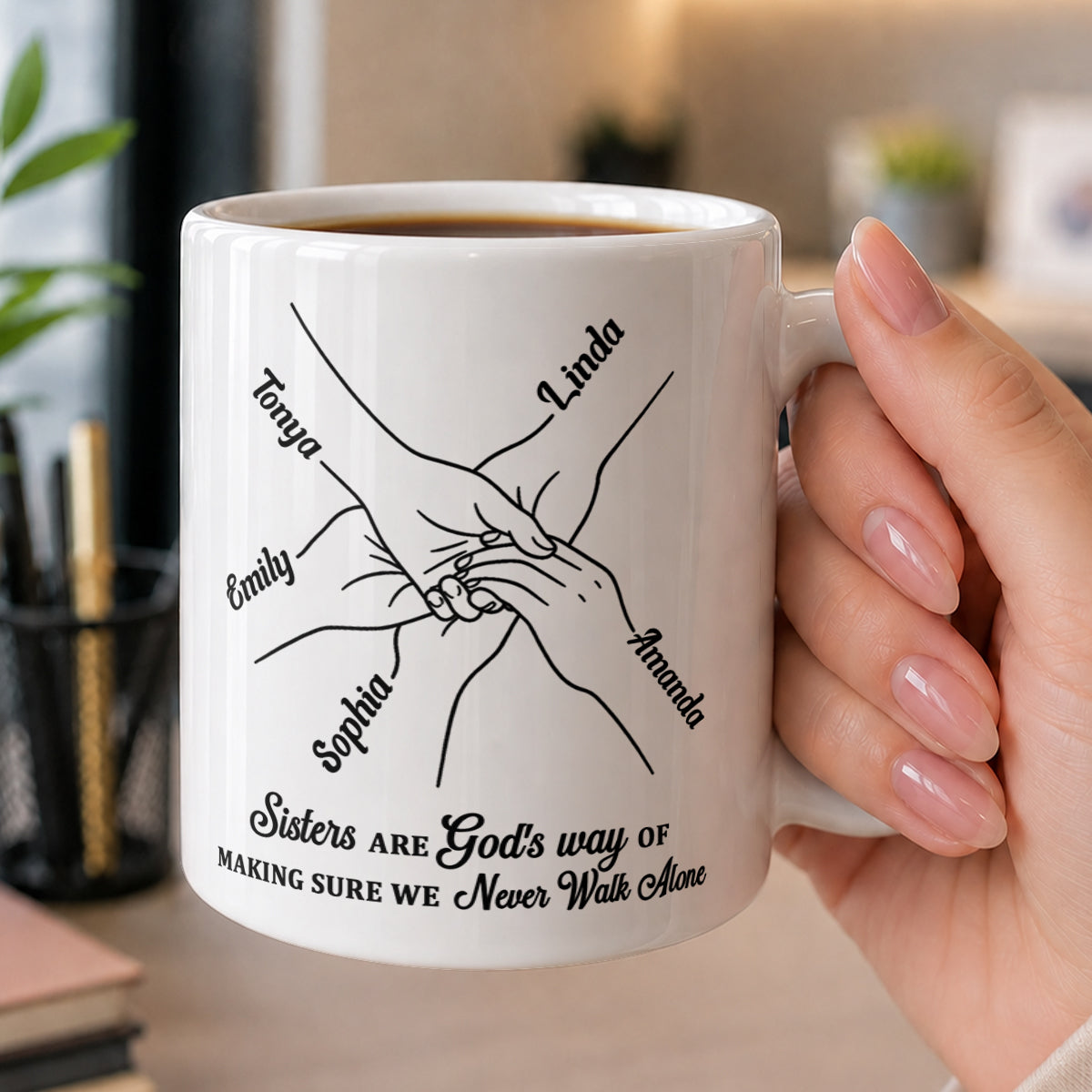 Sisters Are God's Way, Gift For Sister In Christ | Personalized Ceramic Coffee Mug
