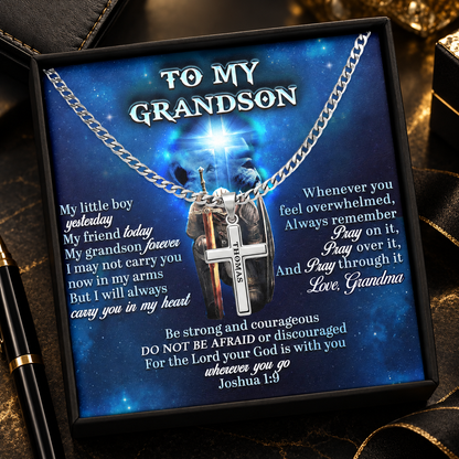 To My Son, My Grandson, My Boy - Personalized Cross Link Chain