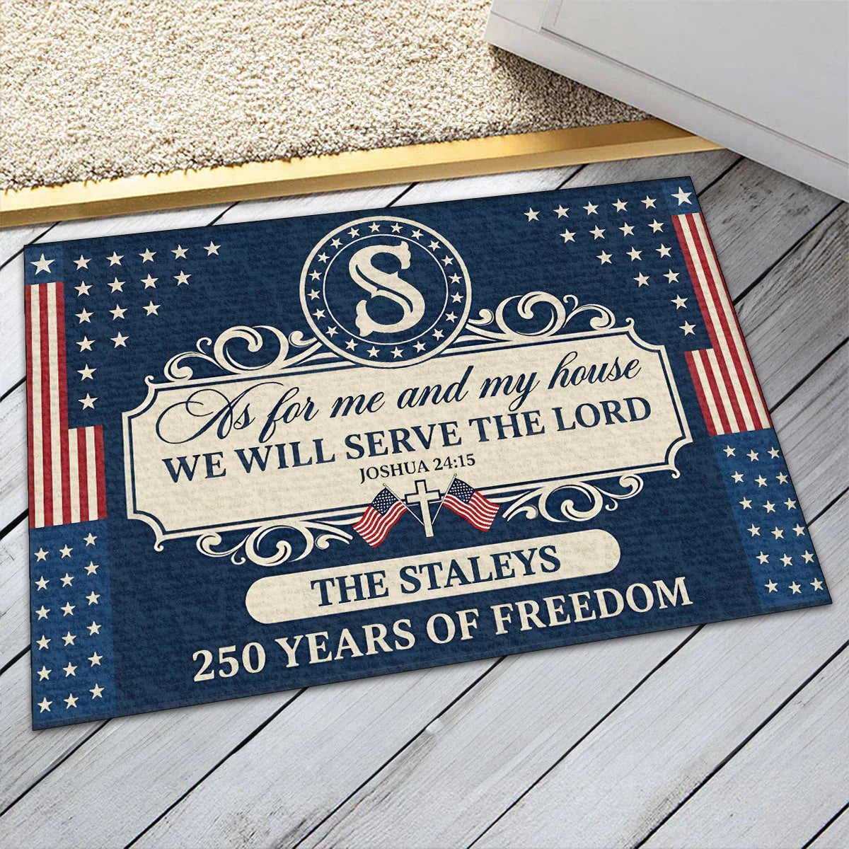 We Will Serve The Lord - Personalized Doormat