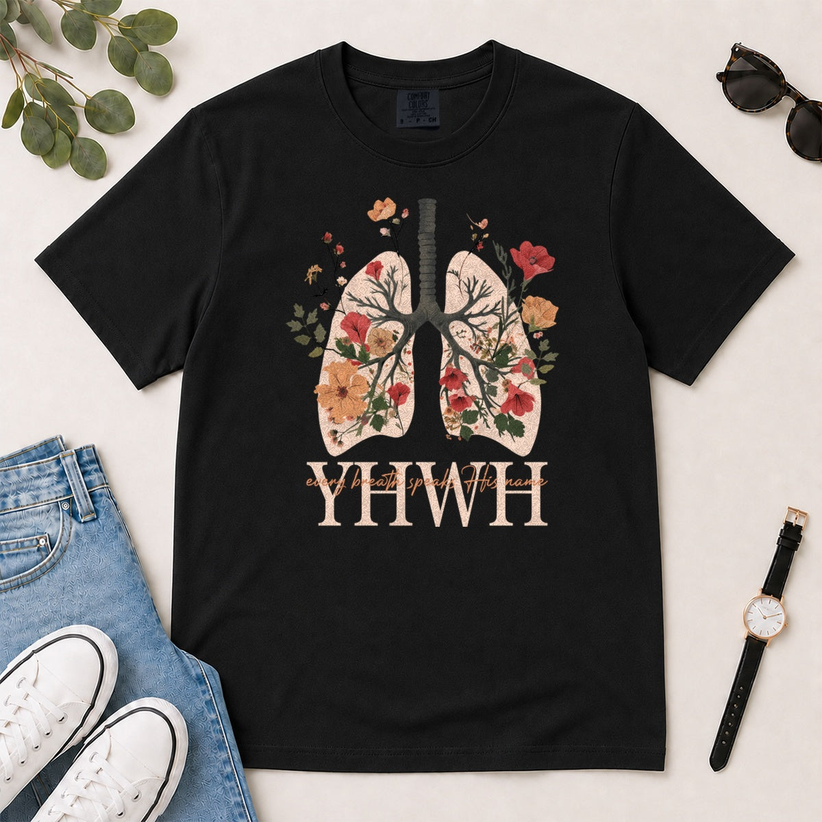 Every Breath Speaks His Name, Gift For Christian Respiratory Therapist - 2D Unisex Garment-dyed T-shirt