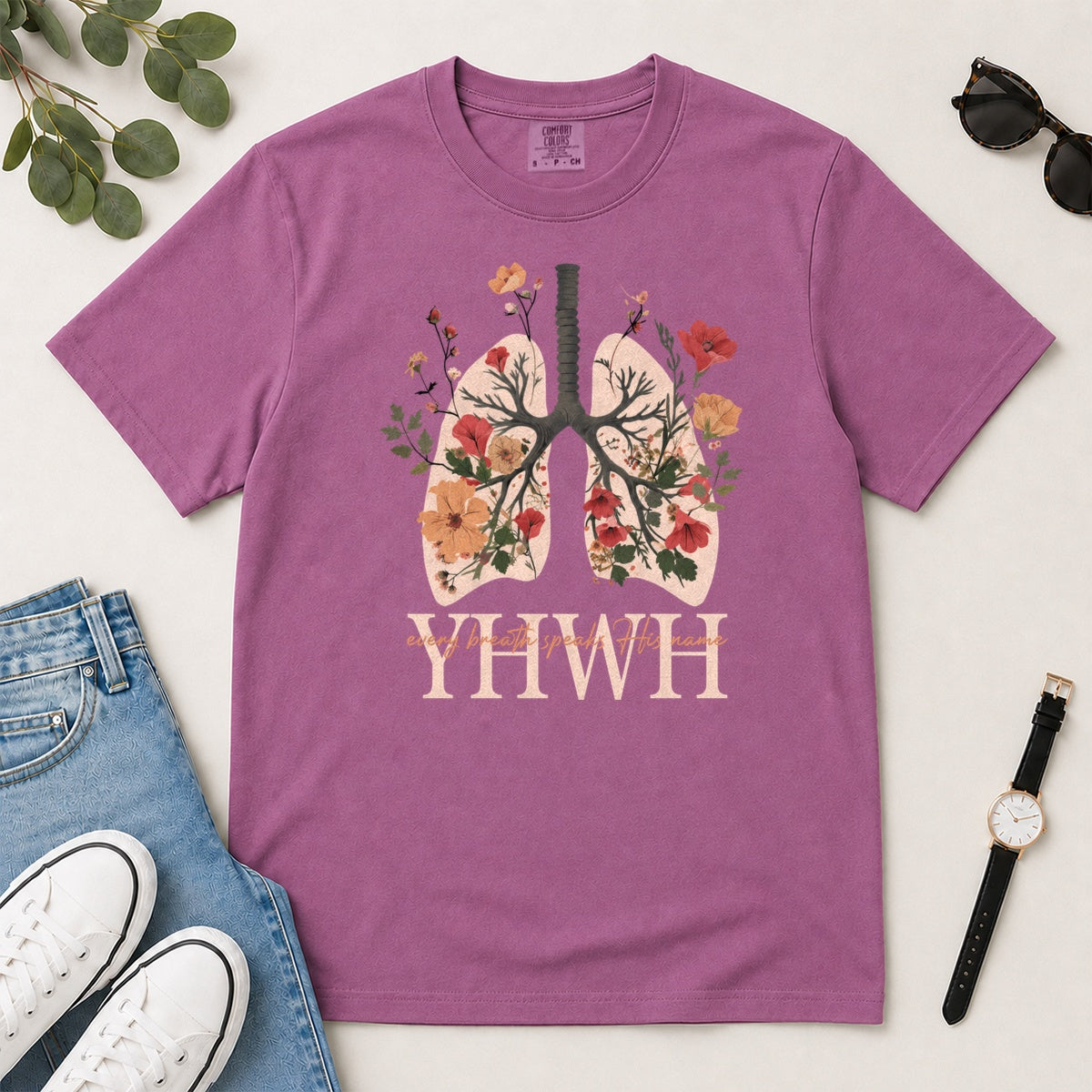 Every Breath Speaks His Name, Gift For Christian Respiratory Therapist - 2D Unisex Garment-dyed T-shirt