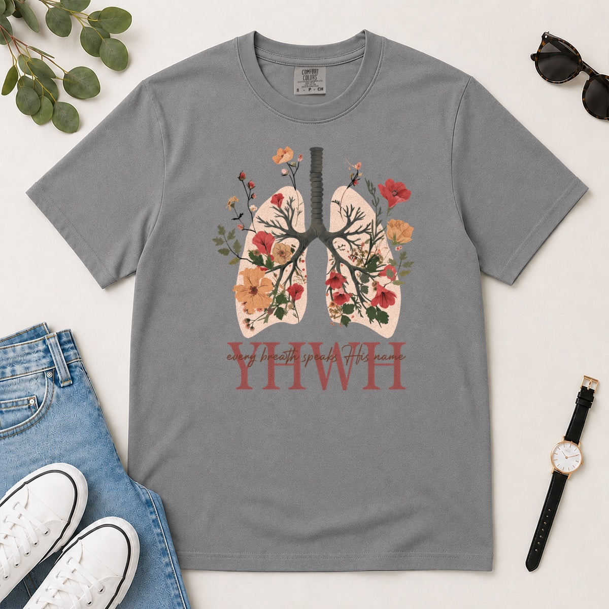 Every Breath Speaks His Name, Gift For Christian Respiratory Therapist - 2D Unisex Garment-dyed T-shirt