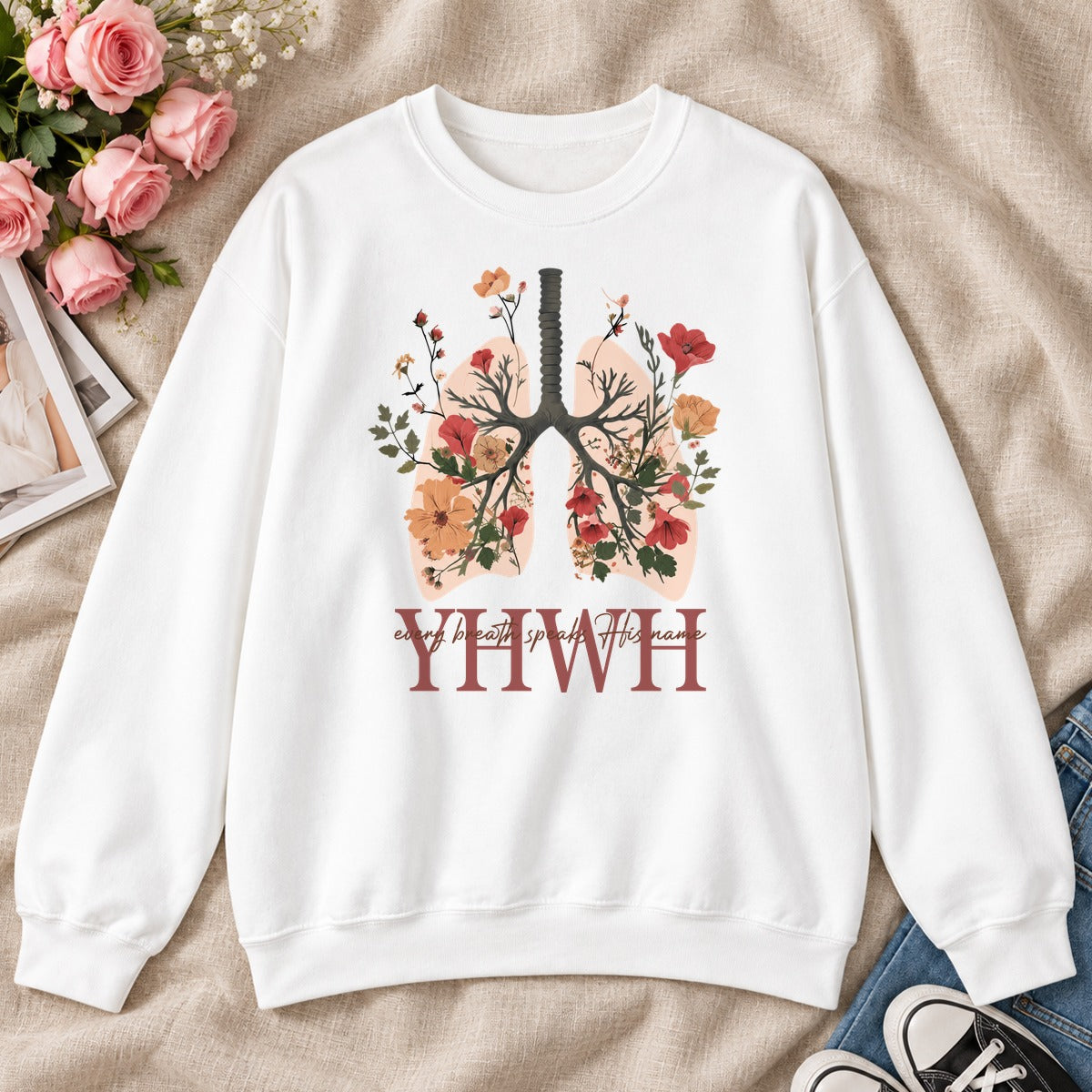 Every Breath Speaks His Name, Gift For Christian Respiratory Therapist - 2D Unisex Sweatshirt