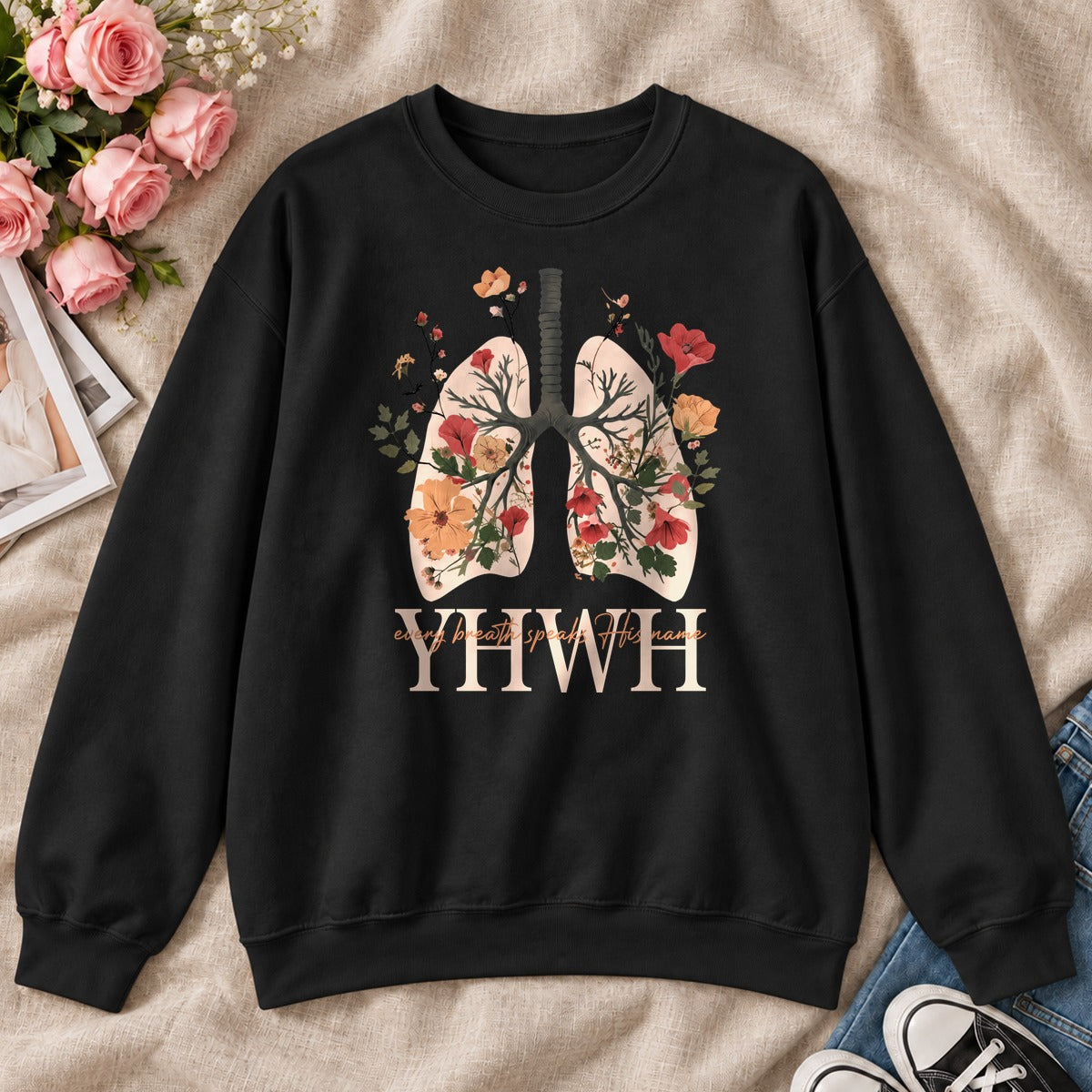 Every Breath Speaks His Name, Gift For Christian Respiratory Therapist - 2D Unisex Sweatshirt
