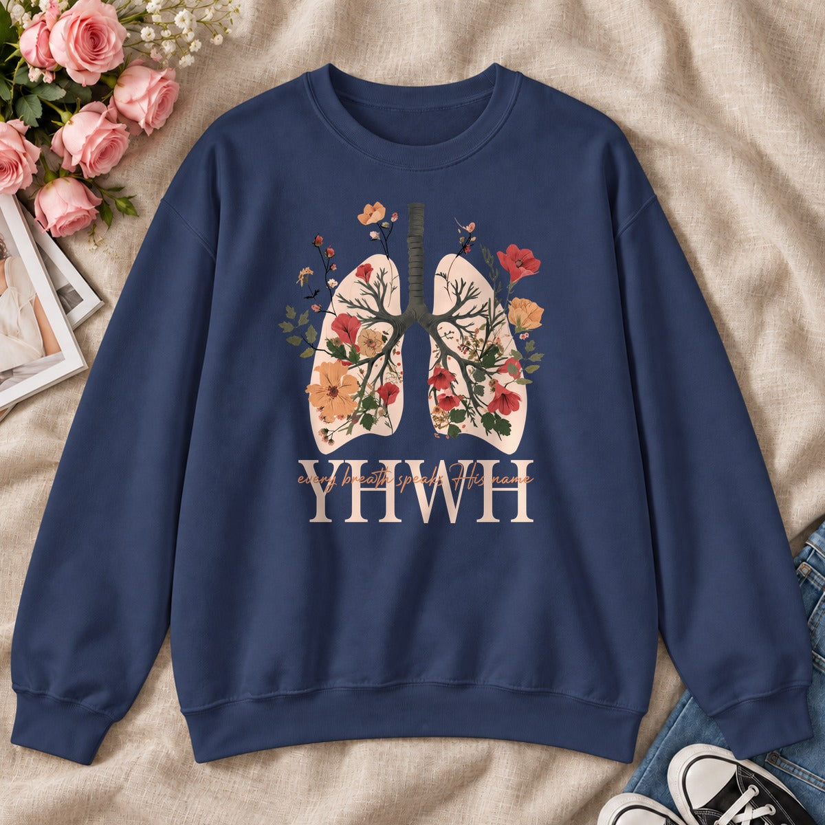 Every Breath Speaks His Name, Gift For Christian Respiratory Therapist - 2D Unisex Sweatshirt