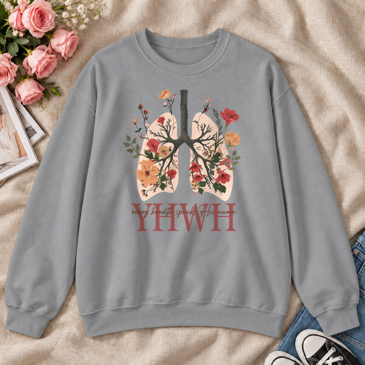 Every Breath Speaks His Name, Gift For Christian Respiratory Therapist - 2D Unisex Sweatshirt