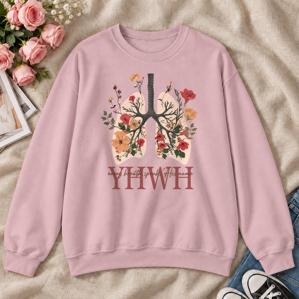 Every Breath Speaks His Name, Gift For Christian Respiratory Therapist - 2D Unisex Sweatshirt