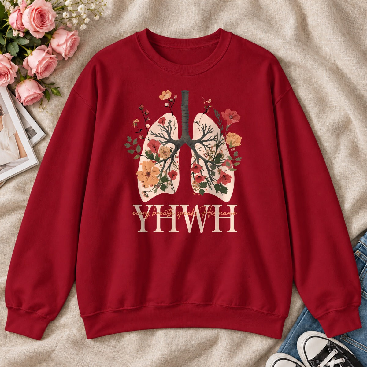 Every Breath Speaks His Name, Gift For Christian Respiratory Therapist - 2D Unisex Sweatshirt