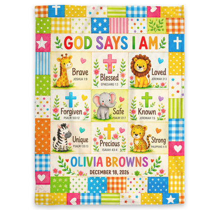 God Says I Am, Gift For Grandson | Personalized Fleece Blanket