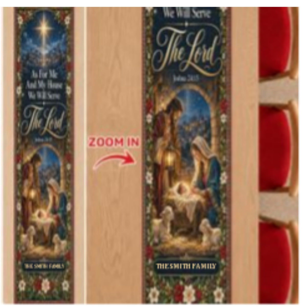As For Me And My House We Will Serve The Lord, Christian Chrismas Gifts For Grandma, Family | Personalized Table Runner